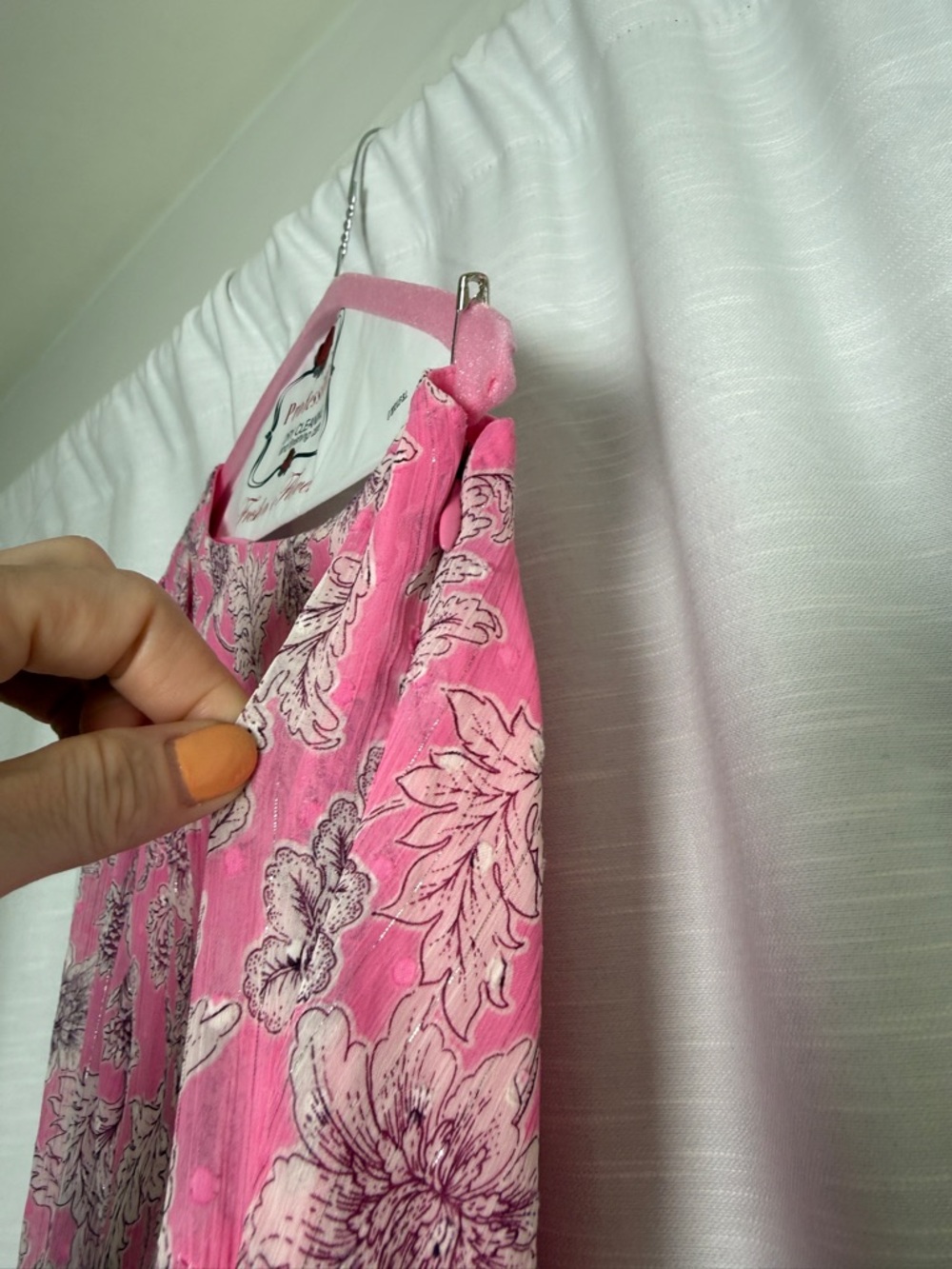 Taylor Pink Floral One Shoulder Midi Dress | Size 6 - Picture 11 of 12
